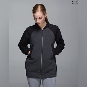 Lululemon Both Ways Bomber Reversible Jacket Heathered Black size 8